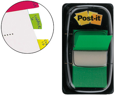 50 banderitas señalizadoras Post-it 680-3 25,4x43,1mm. verdes